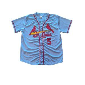 St. Louis Cardinals Pujols #5 Light Blue Button-Up Baseball Jersey XL